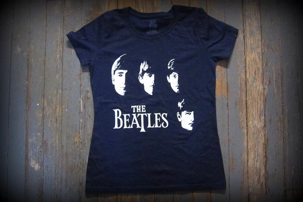 BEATLES - Ladies - T-Shirt-Color Dark Navy Blue